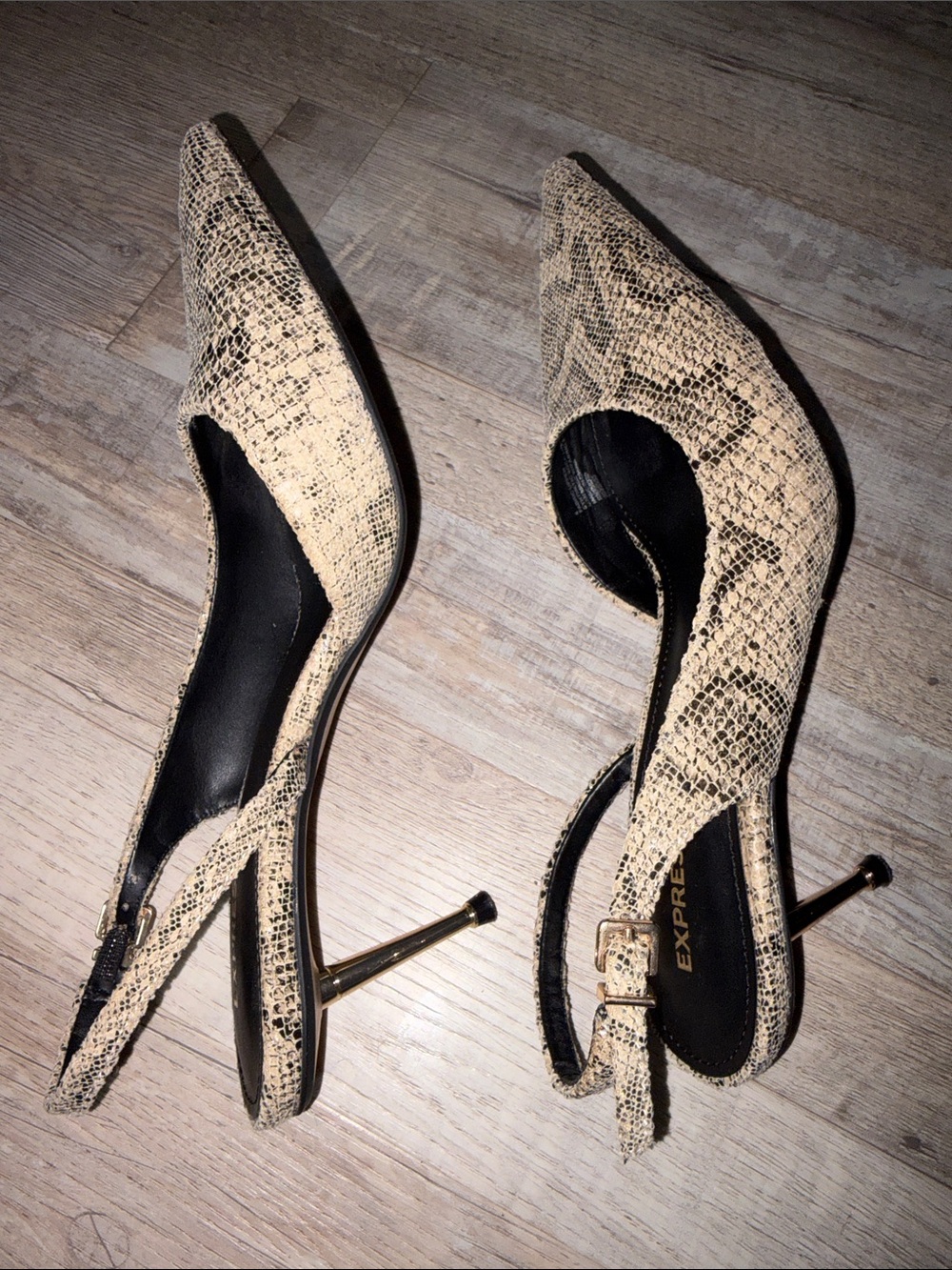 Express Women's Snake-Print Pointed Slingback Pumps Kitty Heels Size 8 - Picture 4 of 6